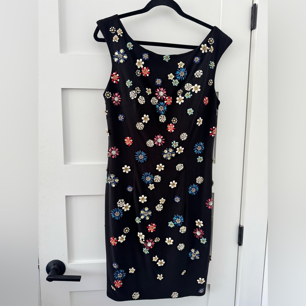 Social Occasions by Mon Cheri Black Embellished Mini Dress Sz 12P Retail $500